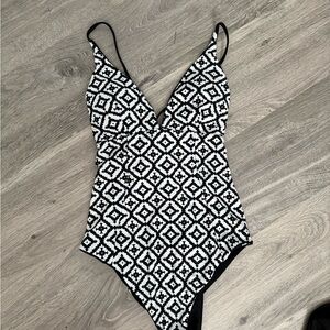 Black and White Geometric Swimsuit